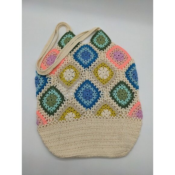 URBAN ORIGINALS Large Sunflower crochet handmade women's tote bag -MULTICOLOR - Picture 7 of 9